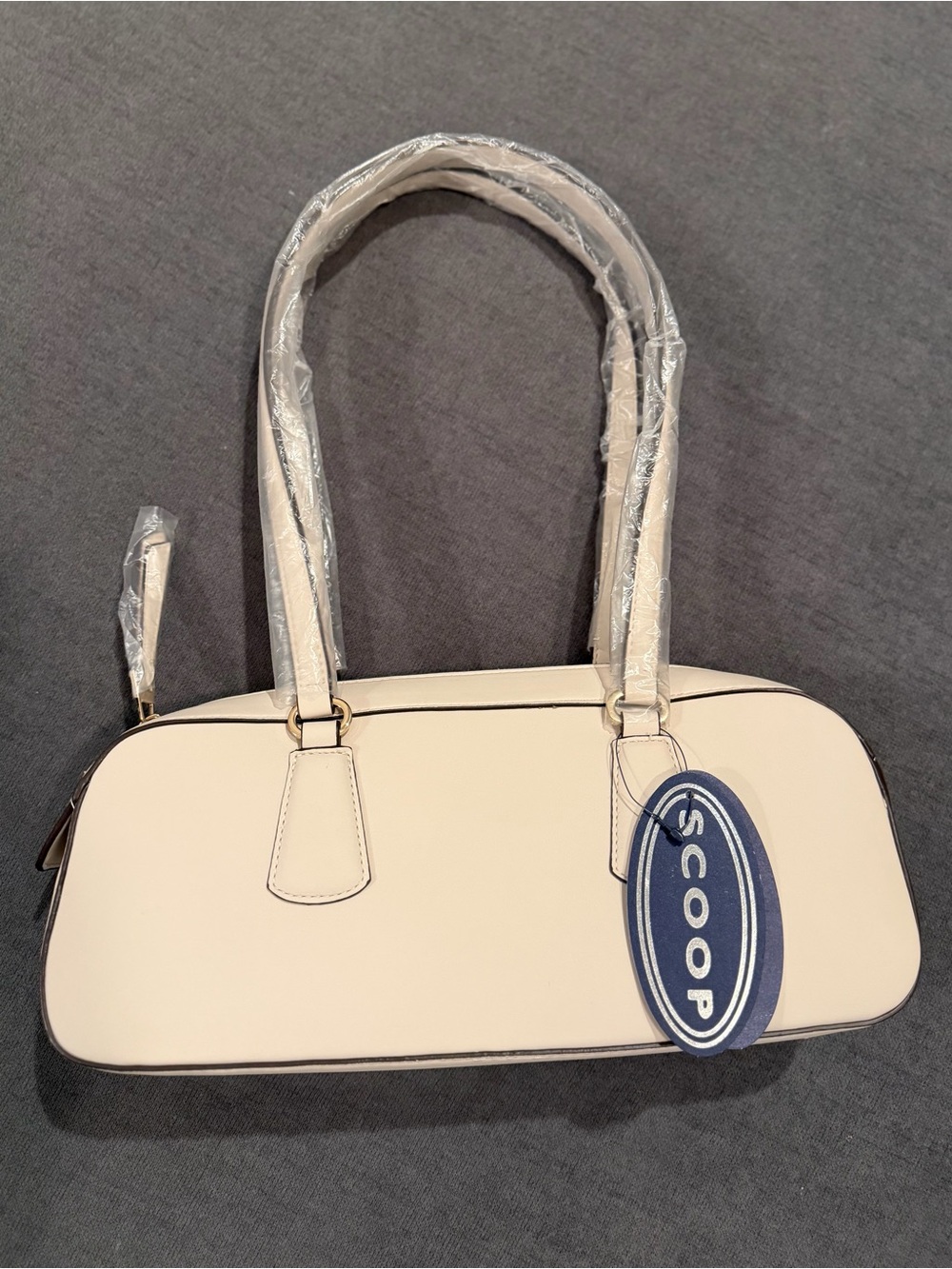 Cream Shoulder Bag with Unique Trending Swing Zip Modern Design by SCOOP